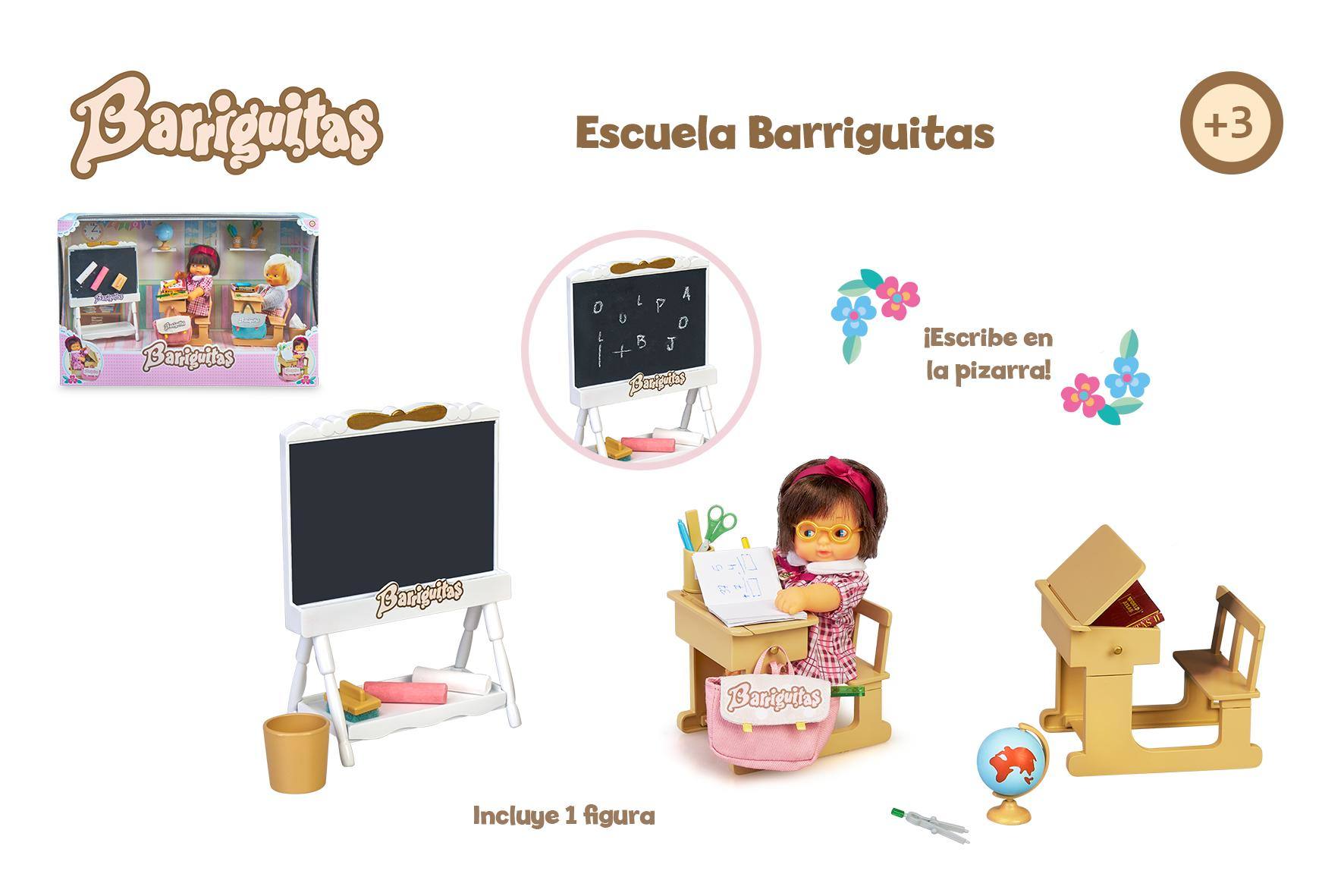 BARRIGUITAS ESCUELA CON FIGURA EXCLUSIVA BEBE CON PELO MORENO 16656 - N12823