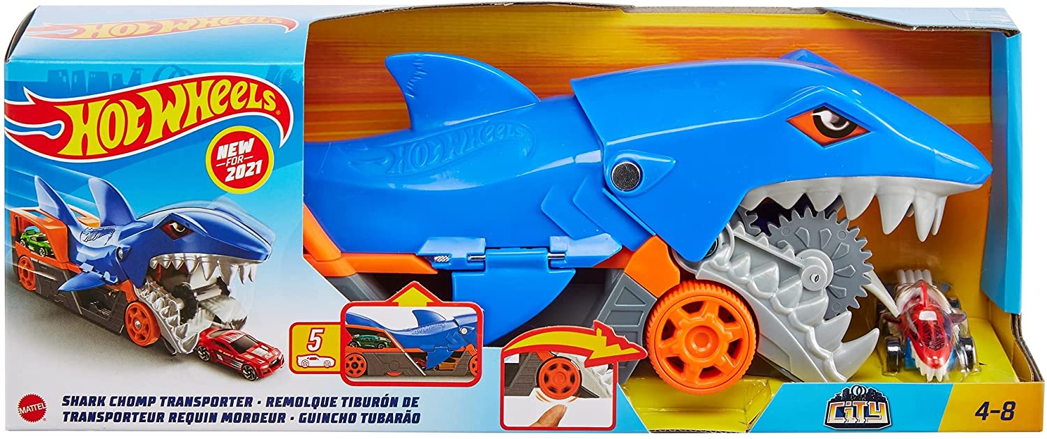 TIBURÓN MASTICA Y TRANSPORTA COCHES HOT WHEELS GVG36 - N95724
