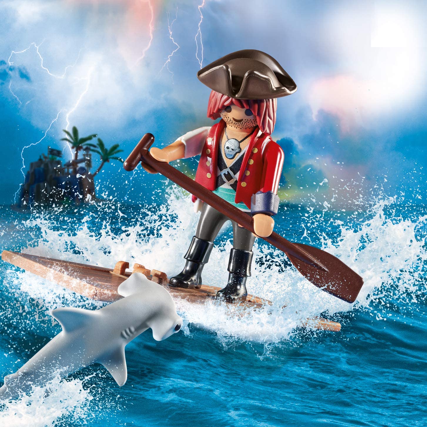 PIRATA CON BALSAS Y TIBURON MARTILLO 70598