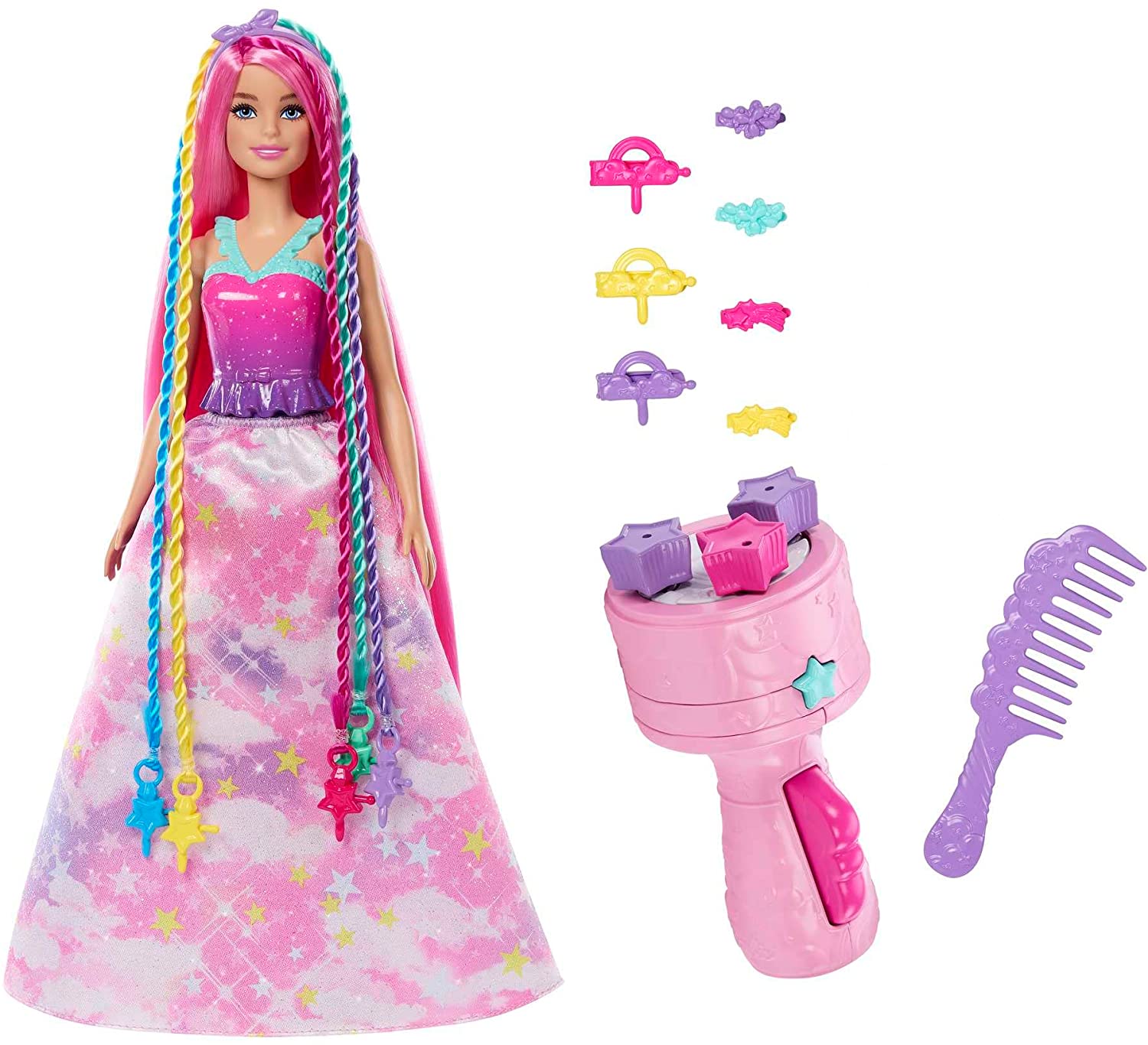 BARBIE PELO DE FANTASIA CON ESTILO TRENZADO HNJ06