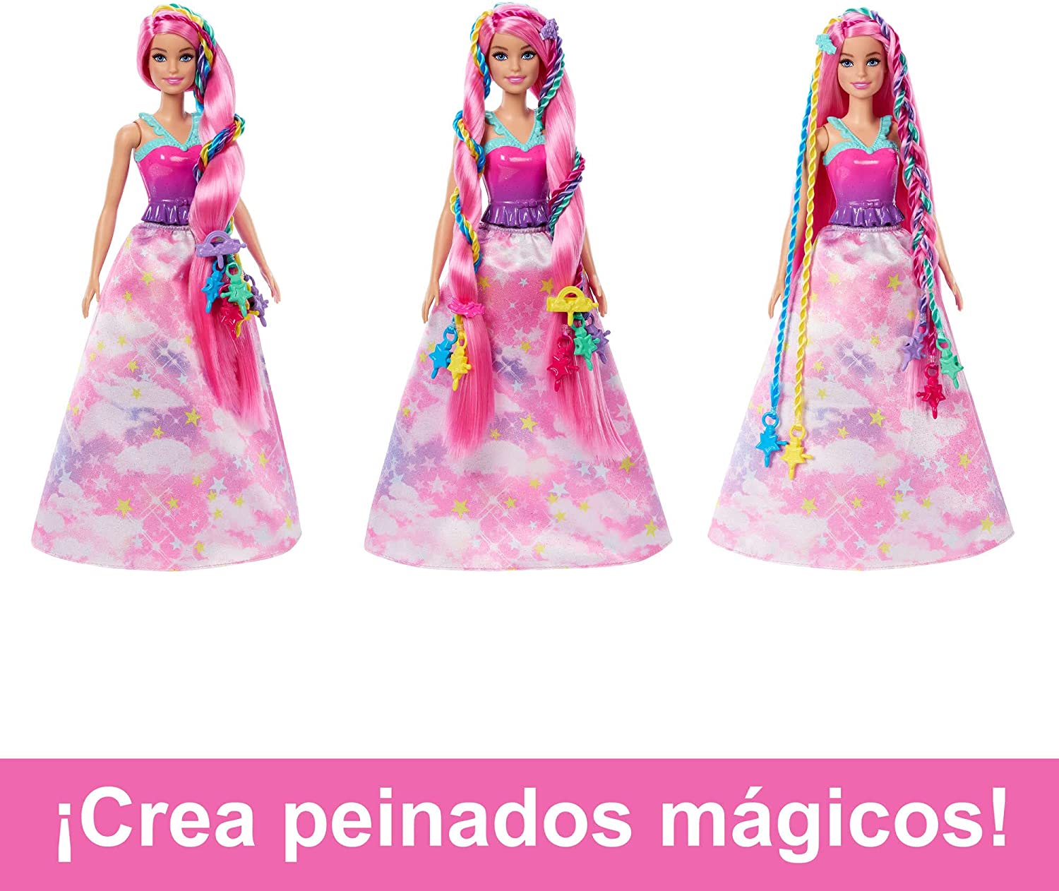 BARBIE PELO DE FANTASIA CON ESTILO TRENZADO HNJ06