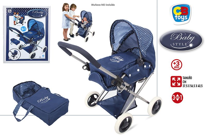 COCHE MUÑECA 3X1 BABY STYLE AZUL 44921 - N101323