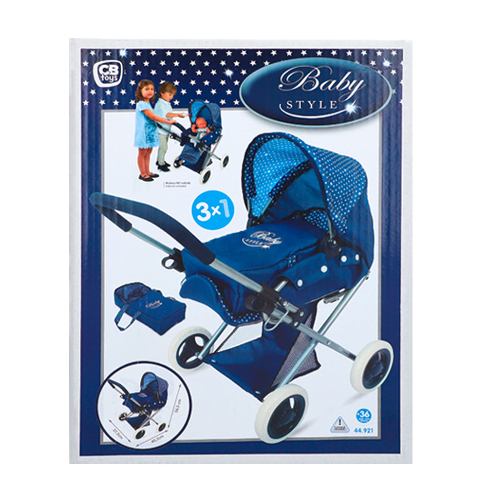 COCHE MUÑECA 3X1 BABY STYLE AZUL 44921 - N101323