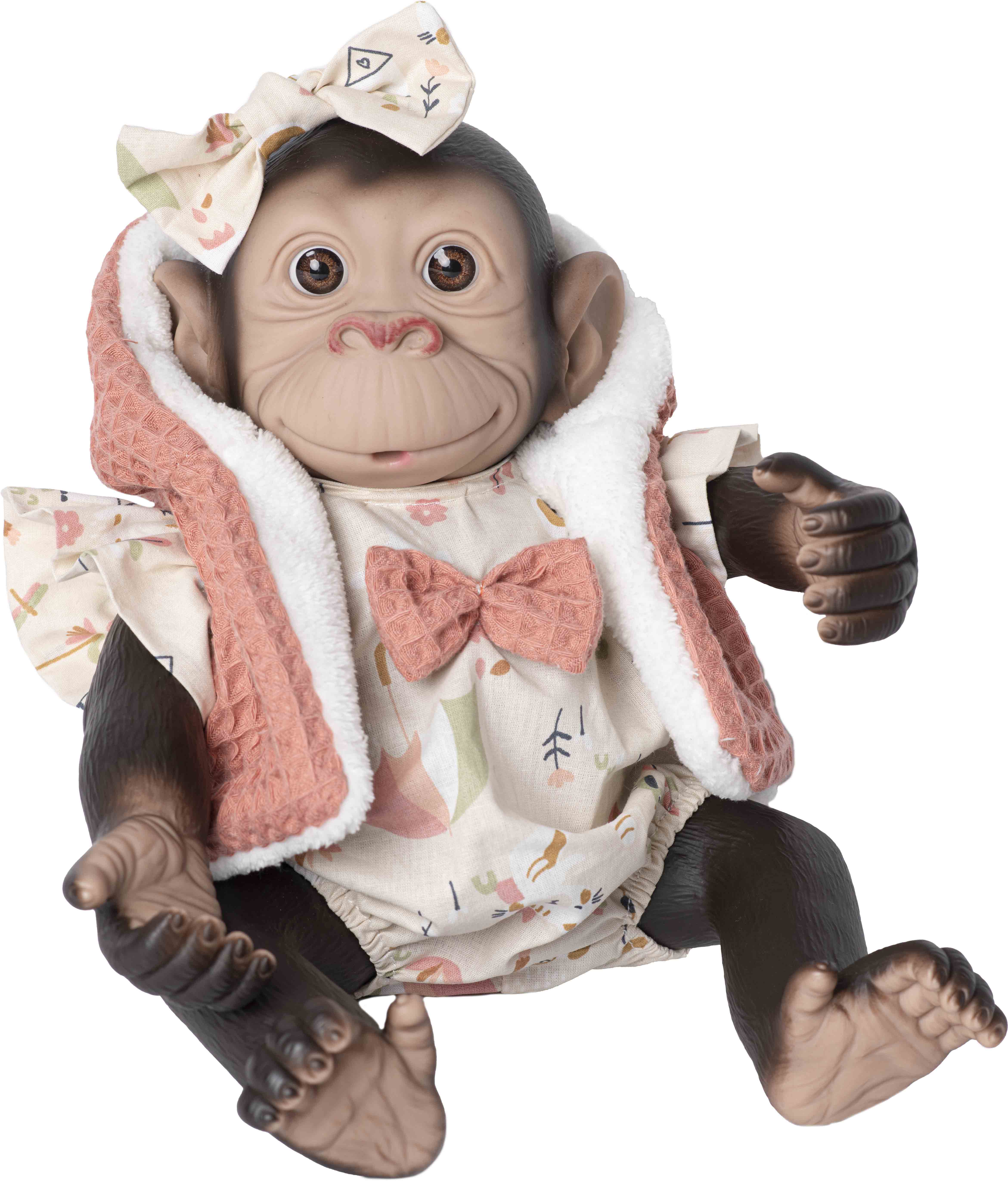 MONO REBORN PELELE BEIG Y CHALECO NARANJA 3341