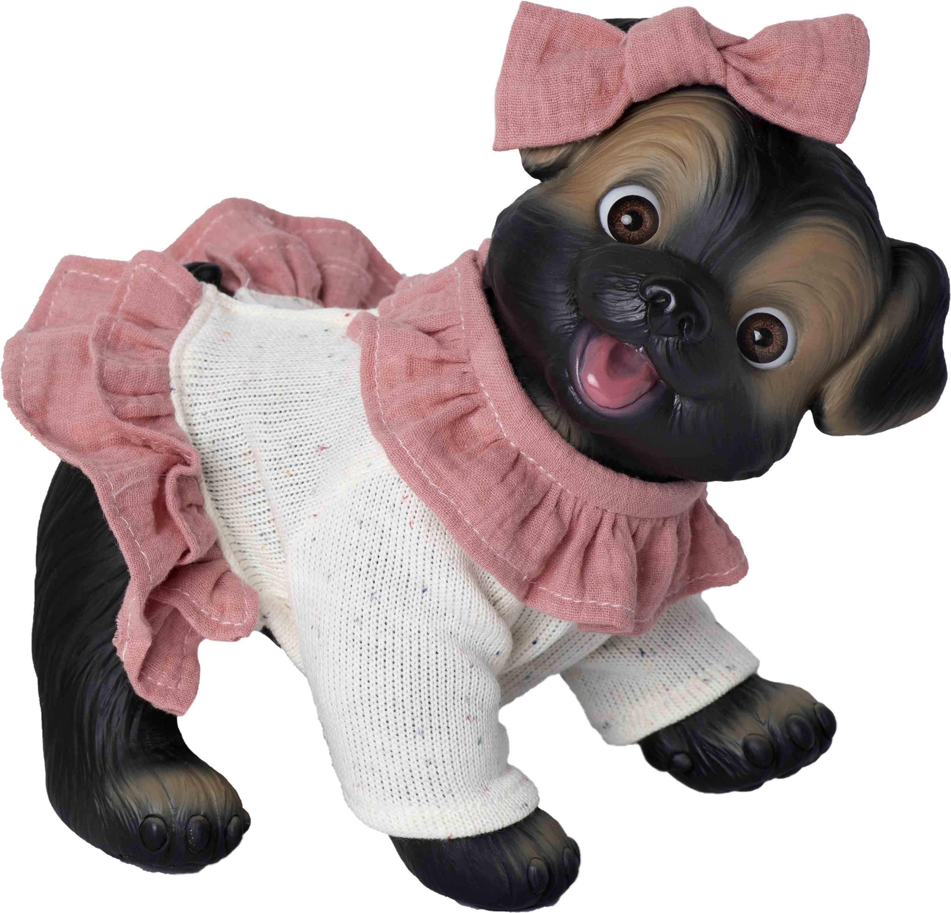 PERRITO NEGRO VESTIDO BEIG CON LAZO  2602 - N57024
