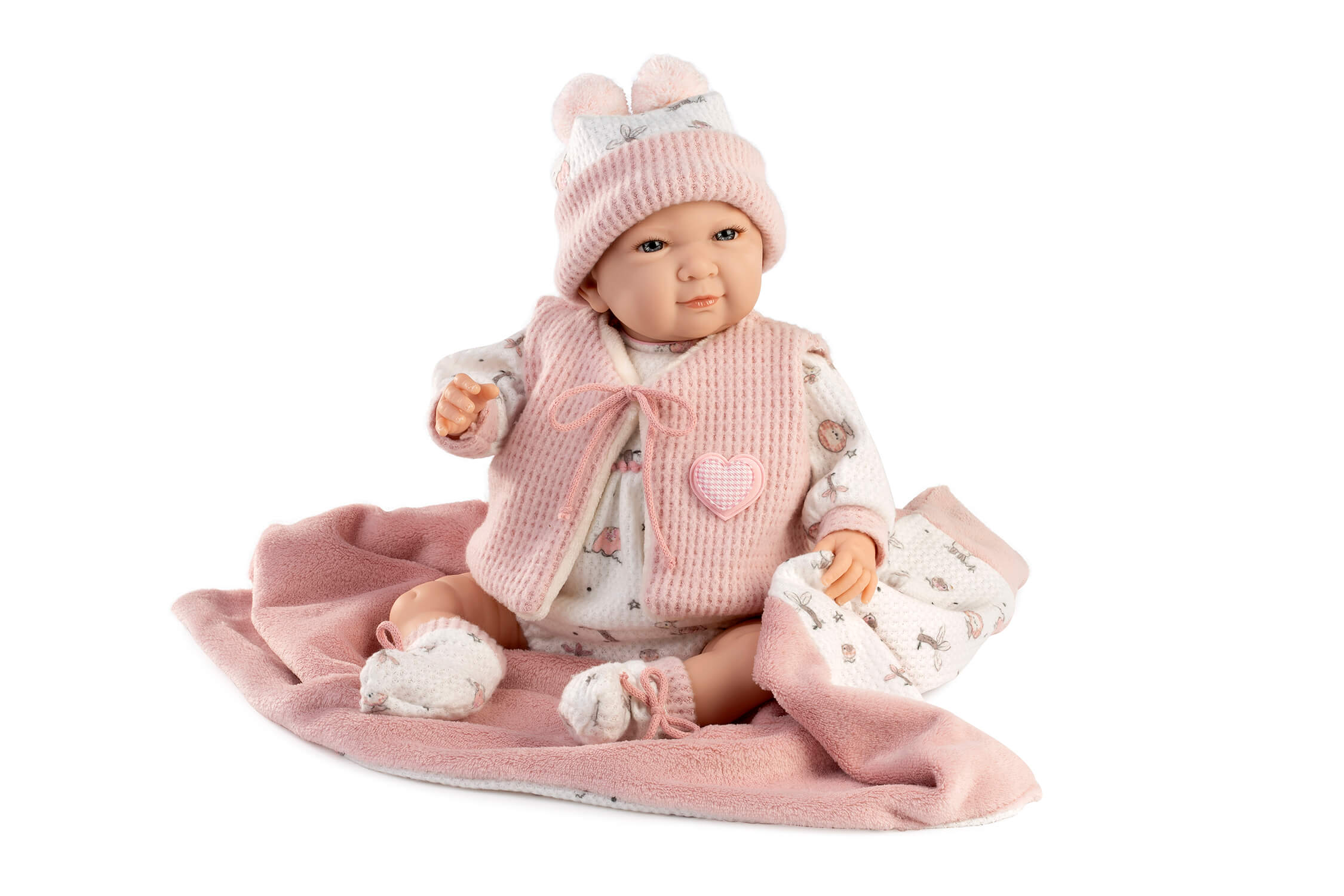 MI PEQUEÑO REBORN CON MANTITA Y CHALECO 4558
