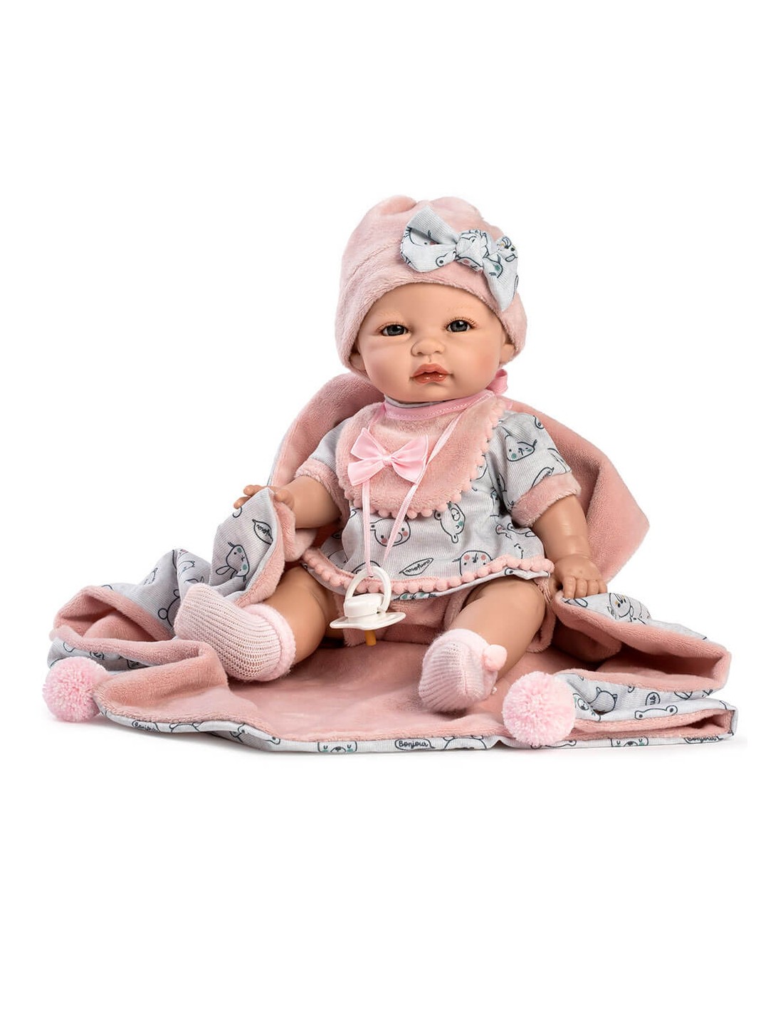 BABY CORAL VESTIDO GRIS Y MANTITA 3218