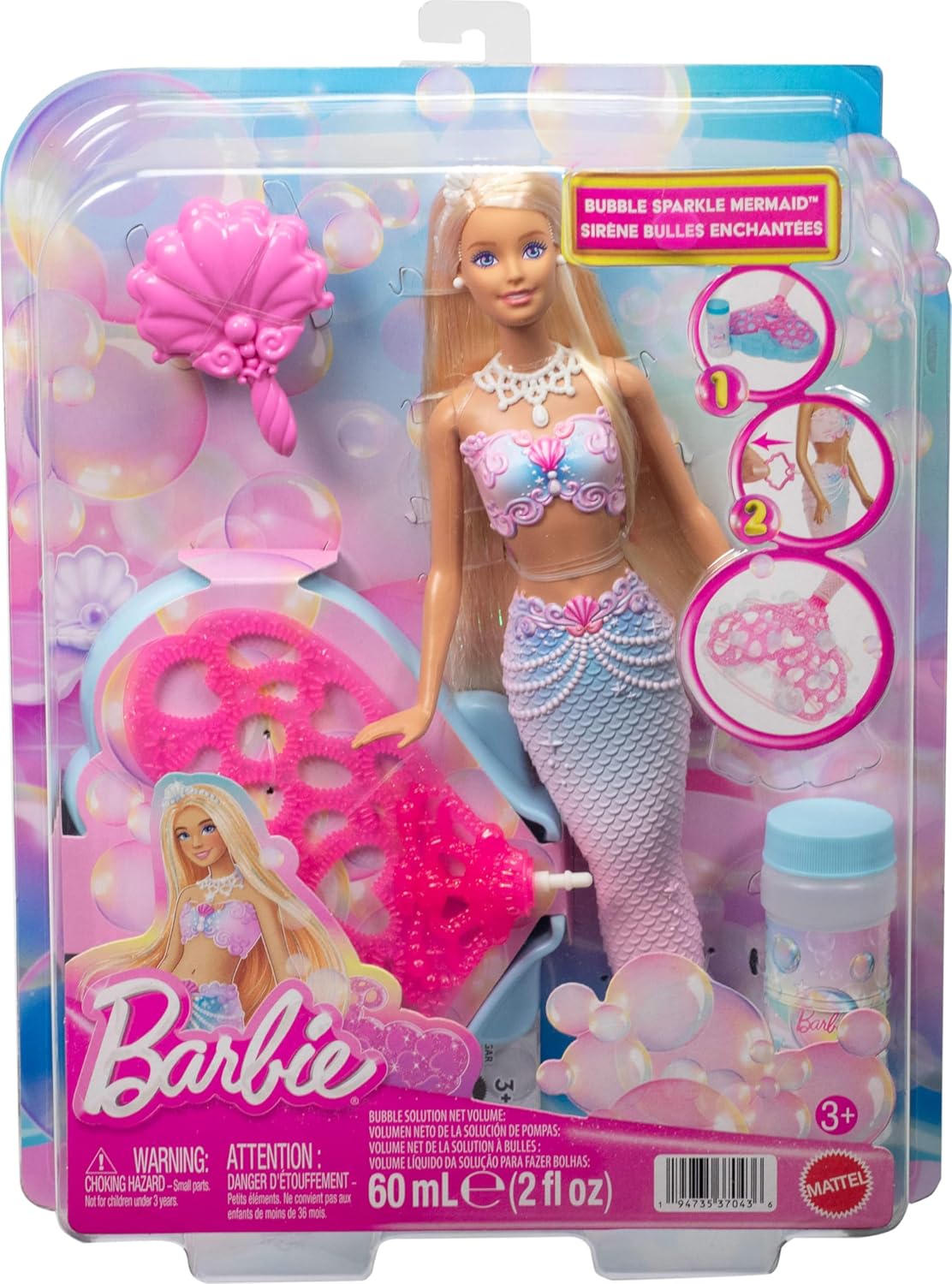 BARBIE BUBBLE SPARKLE MEMAID CON BURBUJAS JLW56