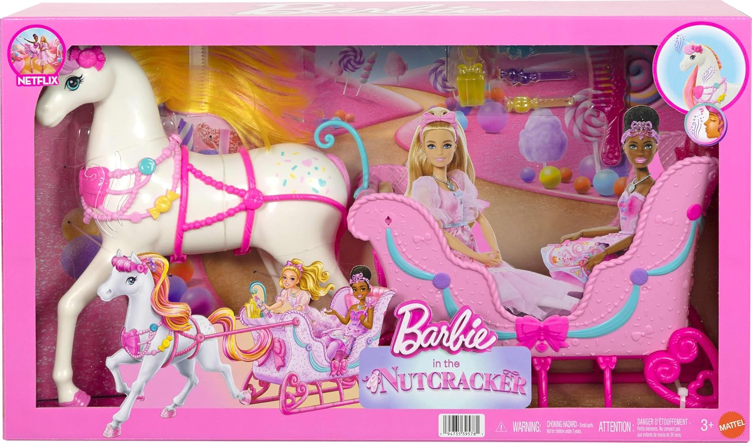 BARBIE EL CASCANUECES TRINEO CON CABALLO JNH63