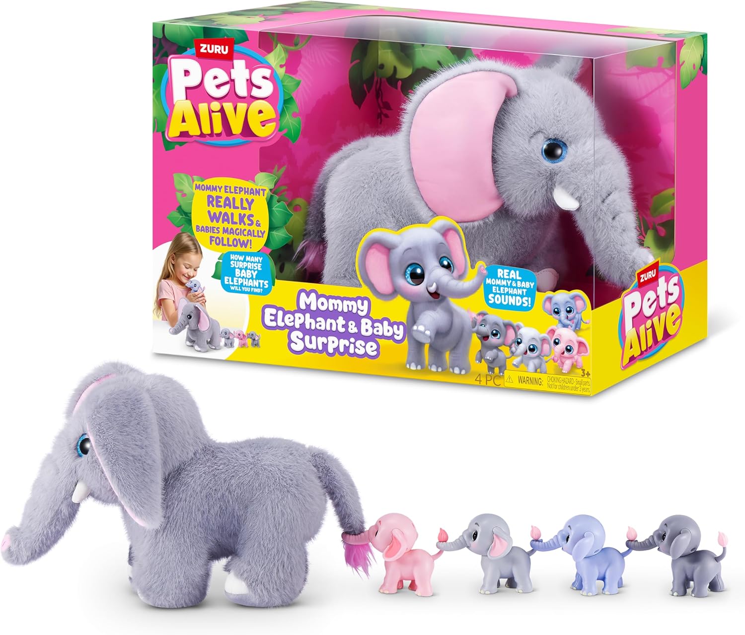 MAMA ELEFANTE Y SUS BEBES PETS ALIVE 339-9570