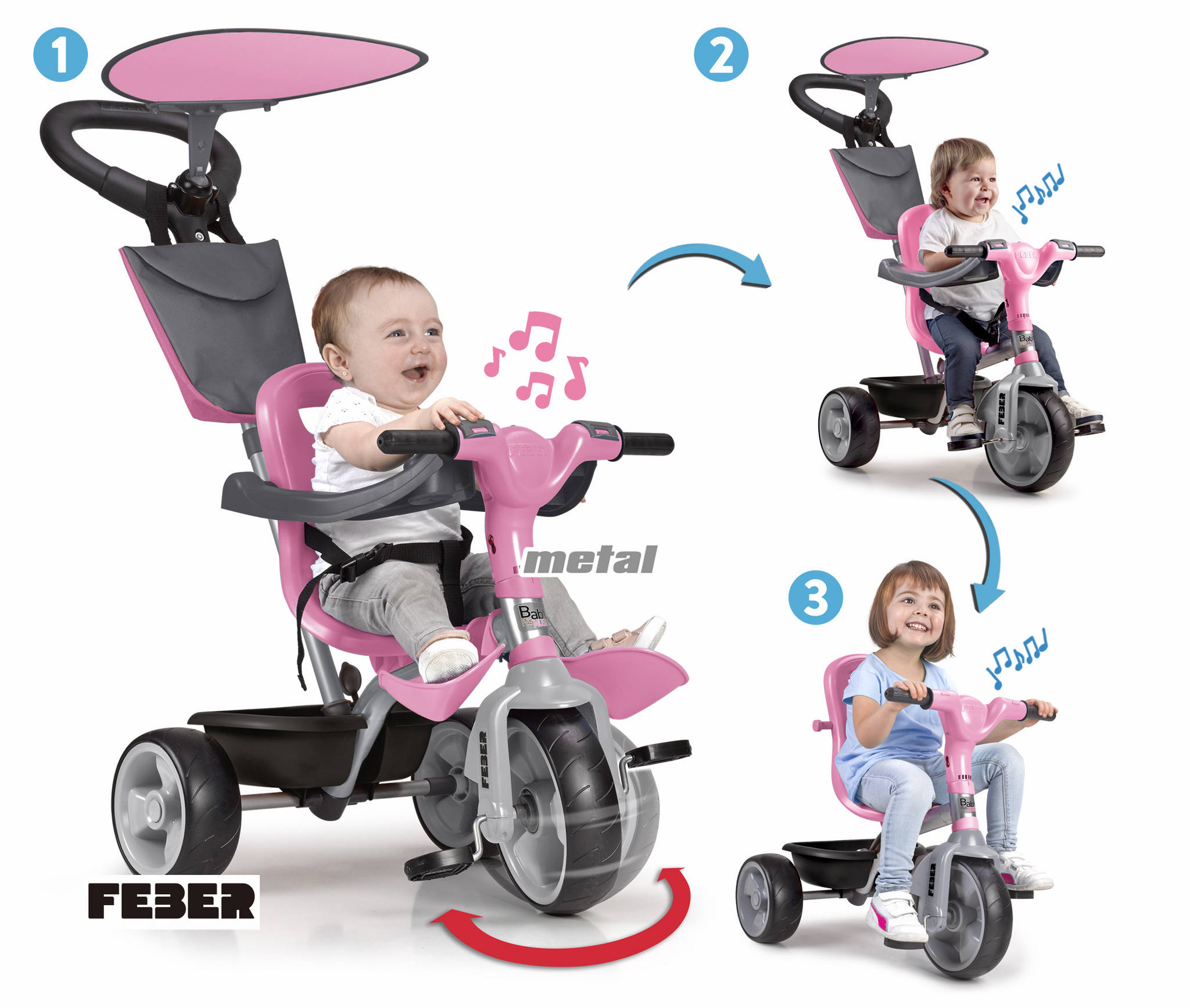 TRICICLO BABY PLUS MUSIC PINK 12132 - N16123