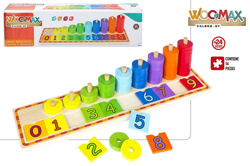 JUEGO MADERA EDUCATIVO FICHAS Y NUMEROS 24M. 43633